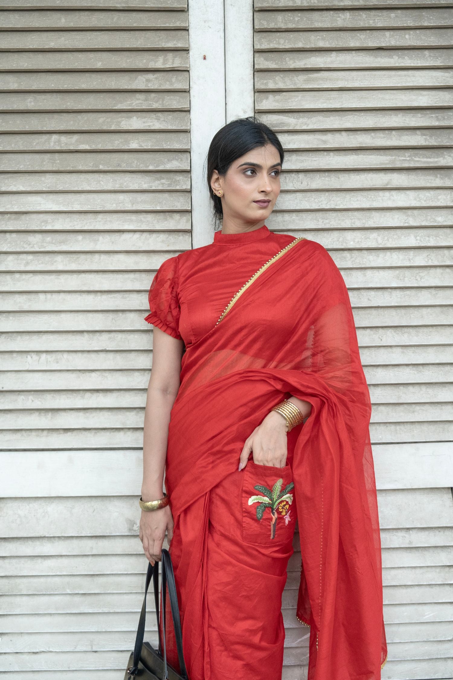 Vrindā – The Festive Red Chanderi Saree - Kozylook